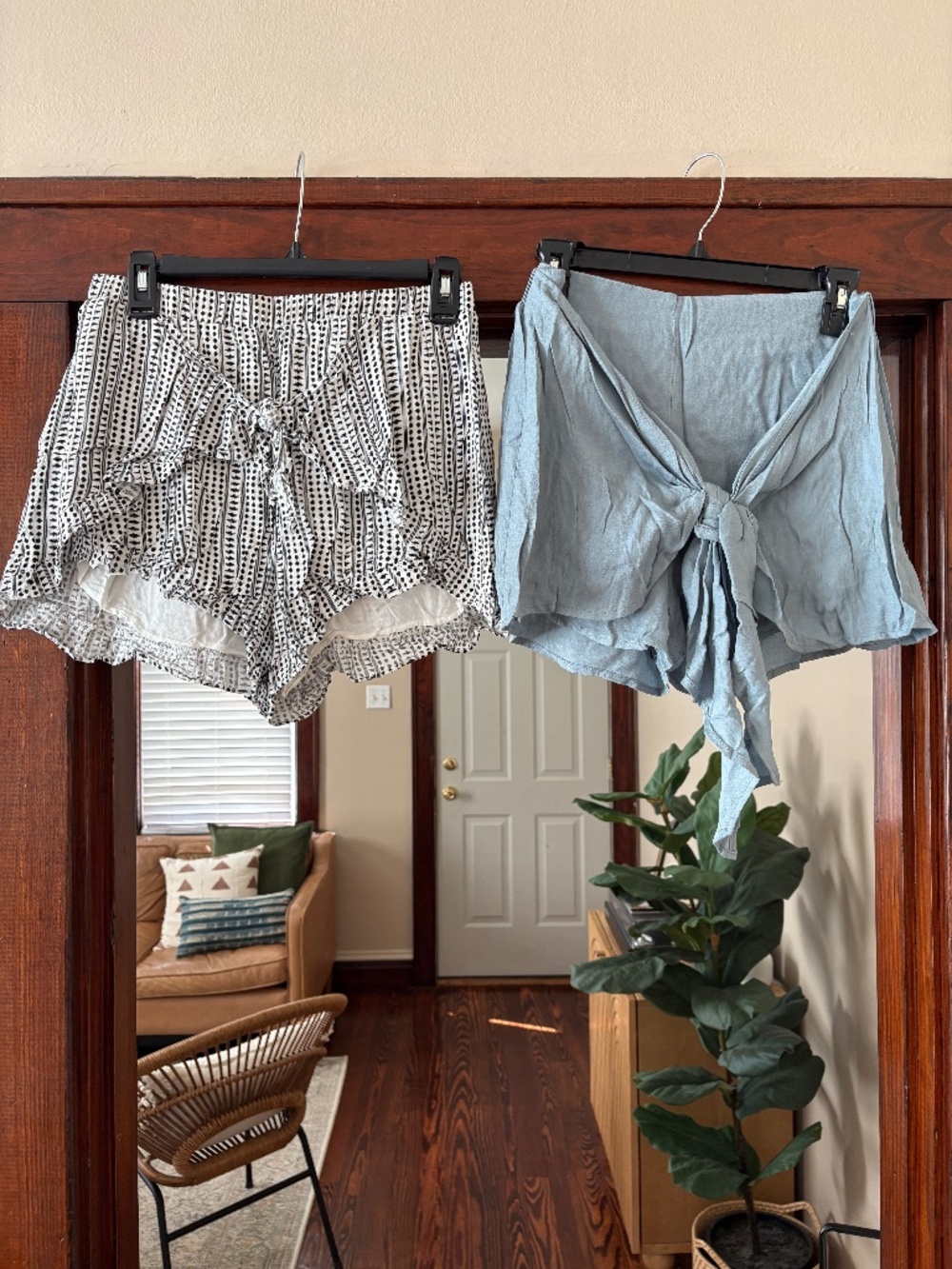 Two ruffle tie shorts bundle size M